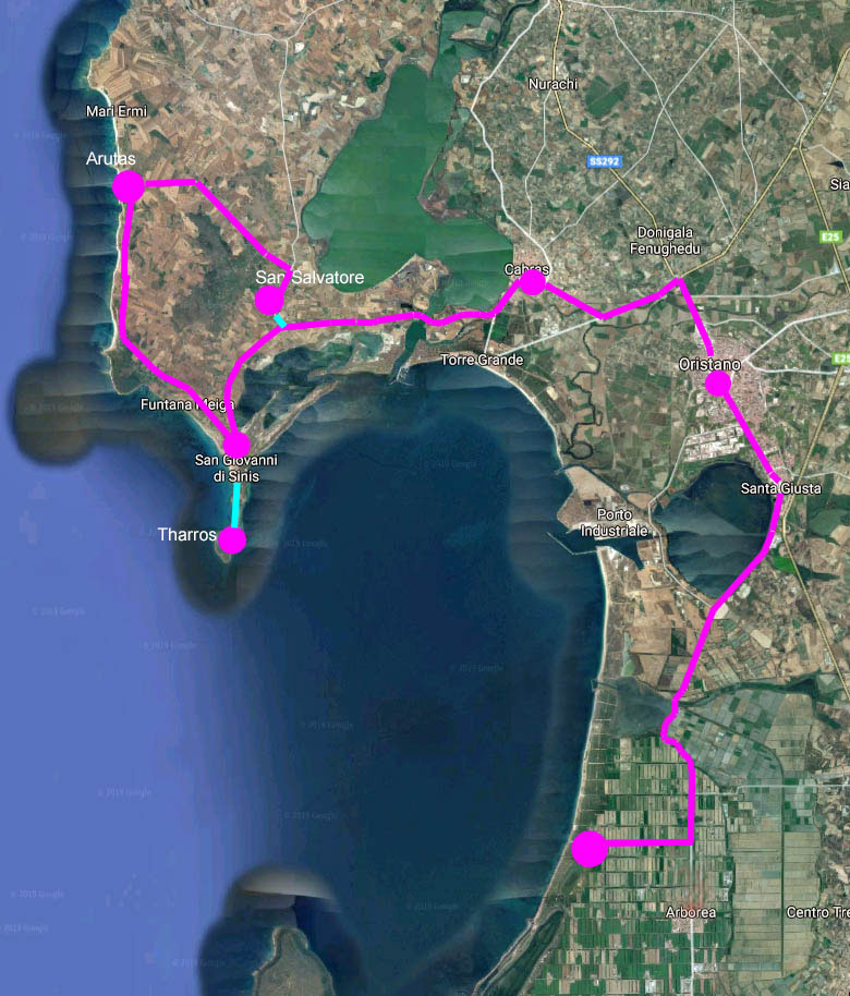 Ausflugsroute Oristano - Sinis