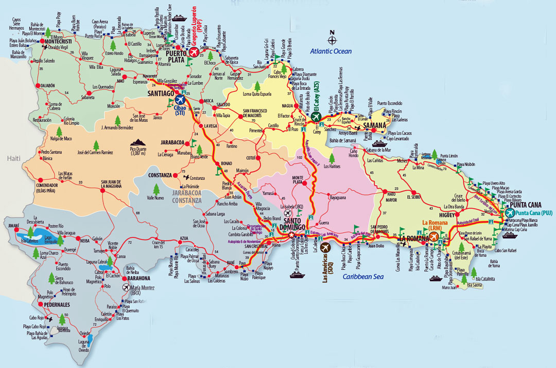 Straßenkarte der Dominikanischen Republik