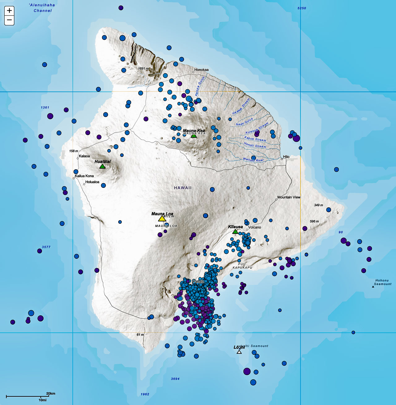 Erdbebenkarte Hawaii 2019