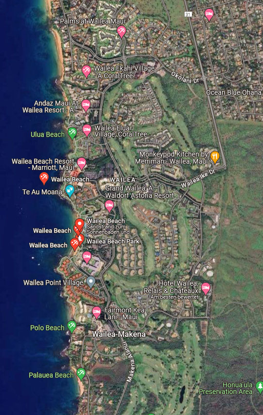 Google Satellitenansicht Wailea Beach