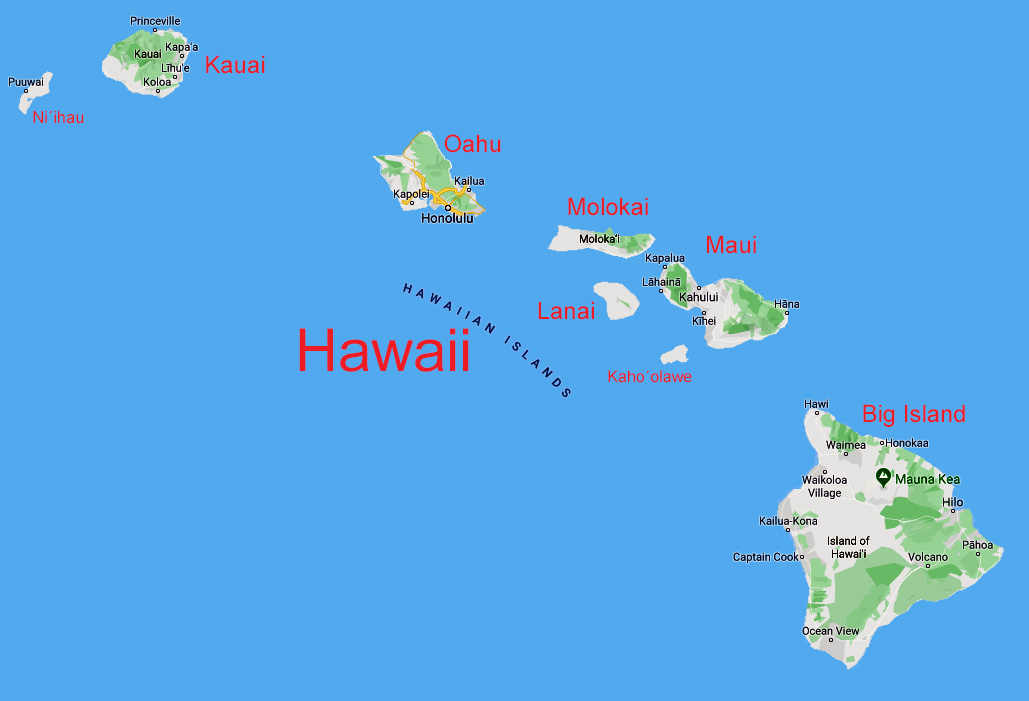 Die Hauptinseln von Hawaii