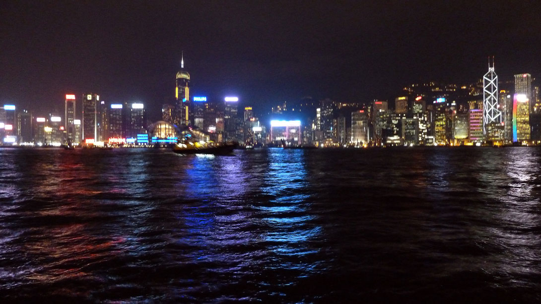 Lasershow am Abend in Hongkong