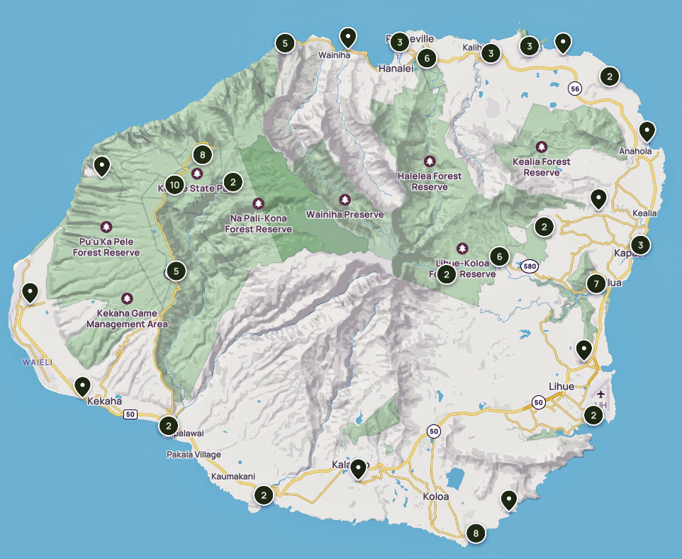 Kauai Trails Übersichtskarte