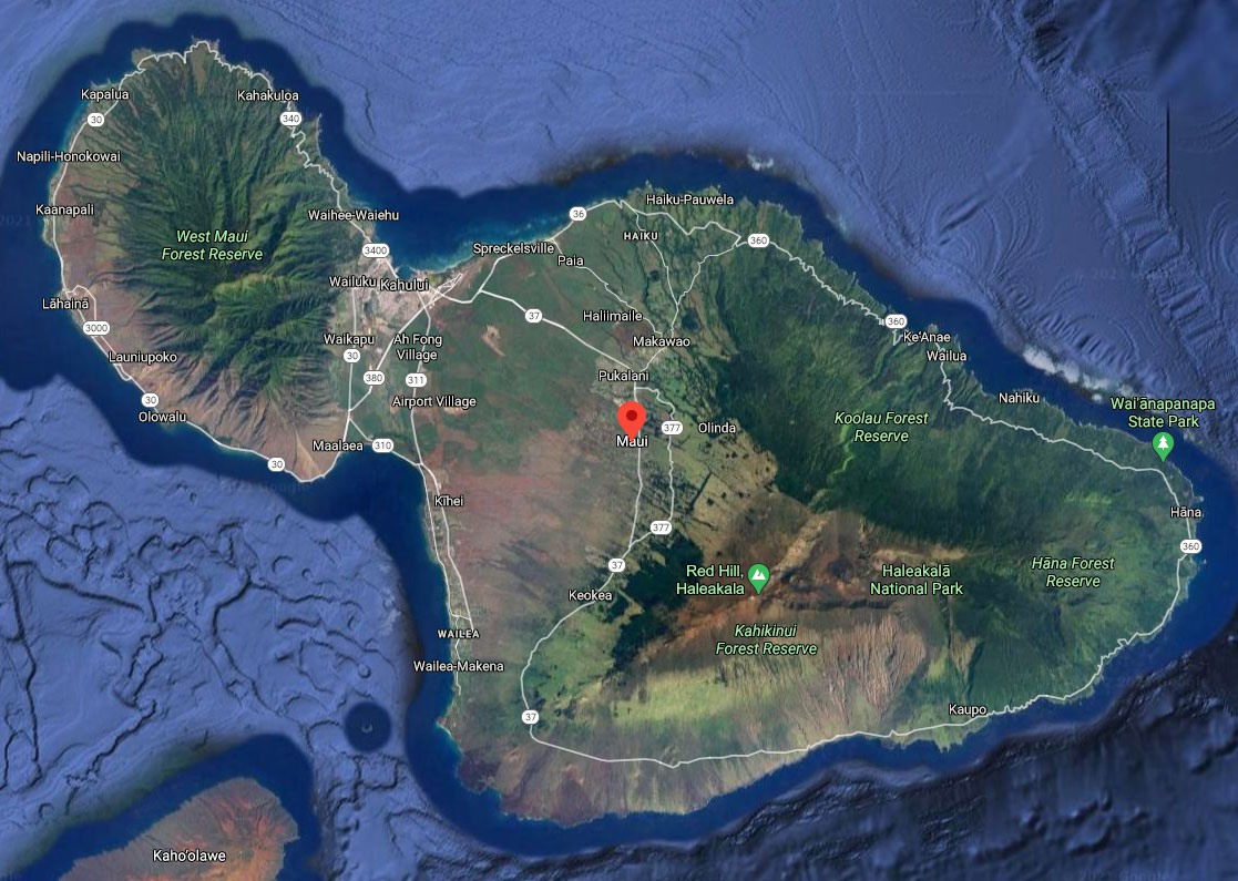 Google Satellitenbild von Maui Google Satellitenbild von Mauai