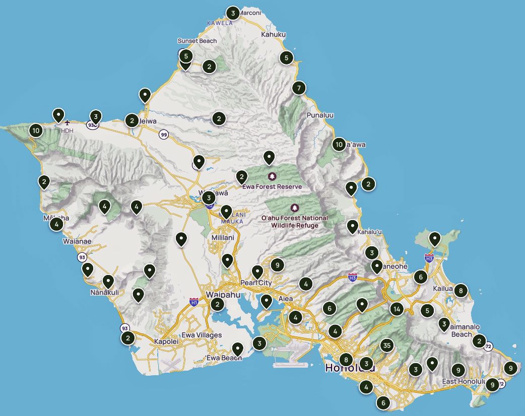 Oahu Trails Übersichtskarte