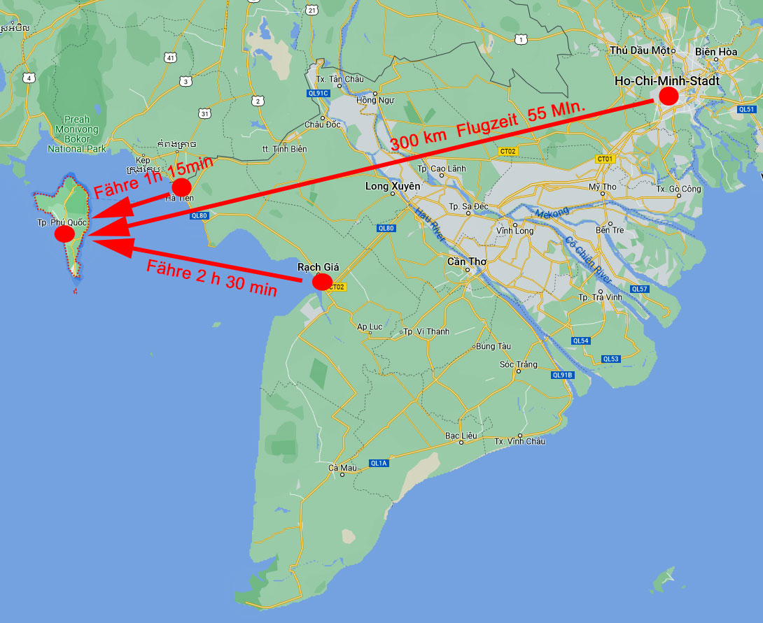 Anfahrtswege von Saigon nach Phu Quoc