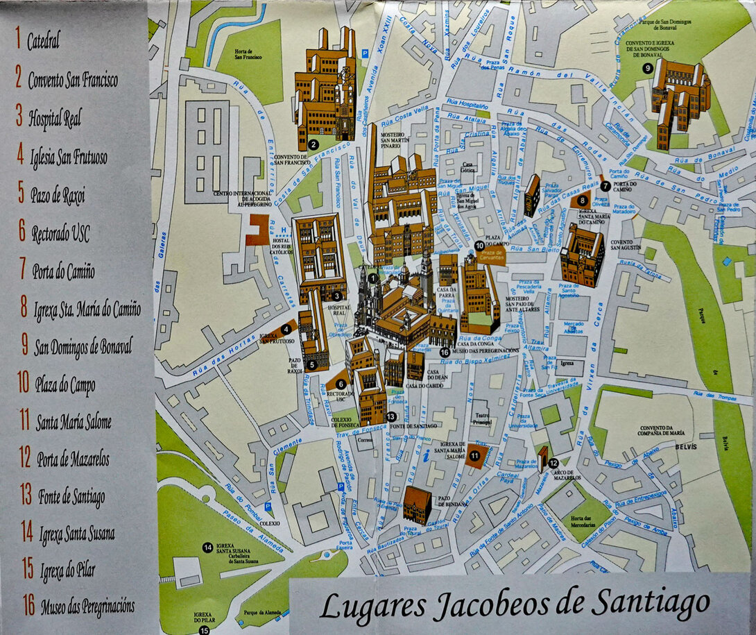 Plan der Altstadt von Santiago de Compostela