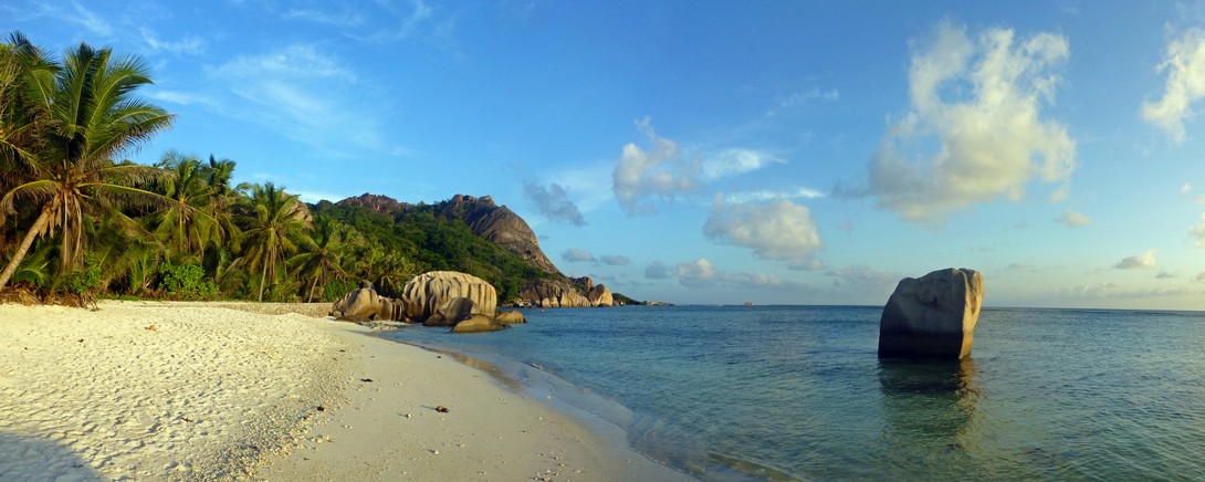 Anse Source d´Argent bei Sonnenuntergang