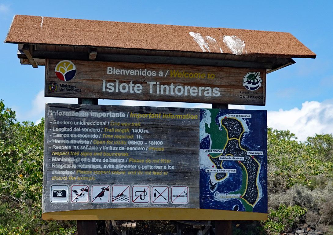 Schild auf der INsel Tintoreras