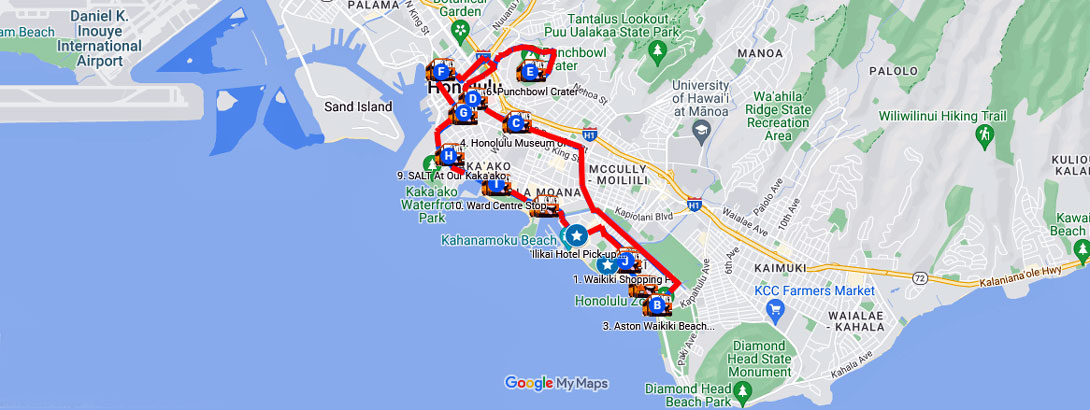 Route Waikiki Trolleybus Red Line
